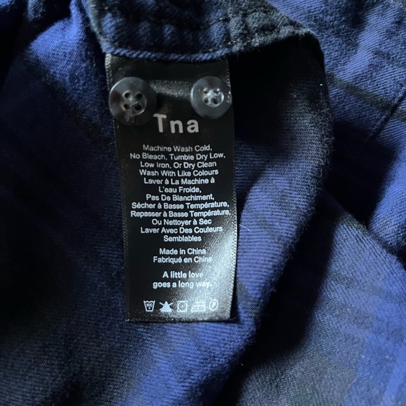 TNA Plaid Button-Up Flannel Shirt with Hood – Women’s Size Small - Picture 7 of 8